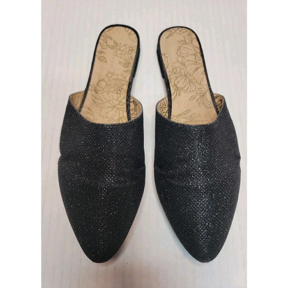 Joyfolie Audra Black Sparkle Mules Womens SZ Size 8 Pointed Toe Slides